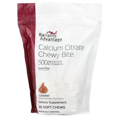 Calcium Citrate Chewy Bite, без сахара, Caramel, 90 Soft Chews