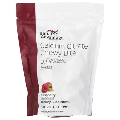Calcium Citrate Chewy Bite, Sugar-Free, Raspberry, 90 Soft Chews
