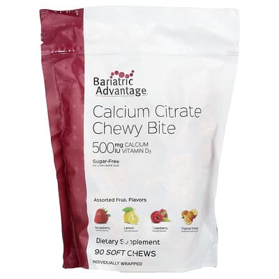 Calcium Citrate Chewy Bite, Sugar-Free, Assorted Fruit, 90 Soft Chews