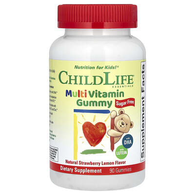 ChildLife Essentials жевательные витамины, без сахара, натуральная клубника-лимон, 90 шт.