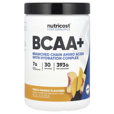 Аминокислоты BCAA+ Nutricost Performance, Peach Mango, 14 oz (393 g)