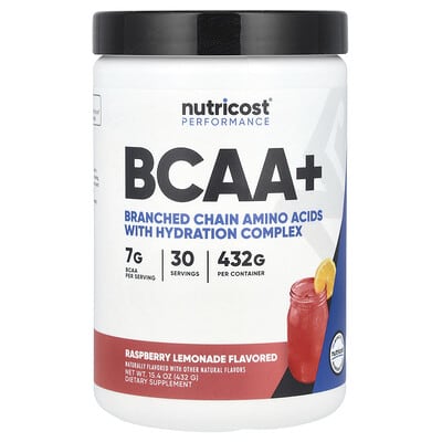 Аминокислоты Nutricost Performance, BCAA+, Raspberry Lemonade, 15.4 oz (432 g)