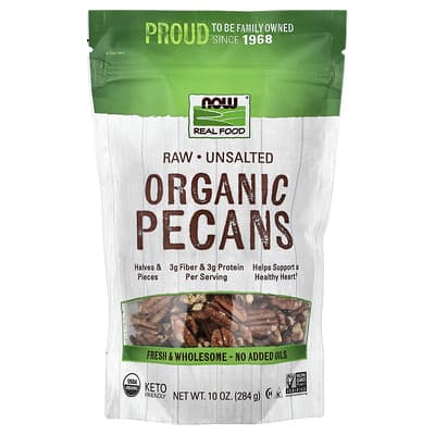 Organic Raw Pecans, несоленые, 10 oz (284 g)