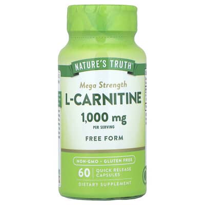 L-Carnitine, Mega Strength, 60 капсул (500 mg per Capsule)
