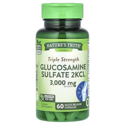 Nature's Truth, Triple Strength Glucosamine Sulfate 2KCL, 60 капсул быстрого высвобождения (1,000 mg на капсулу)