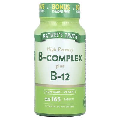B-Complex Plus B-12, High Potency , 165 Tablets