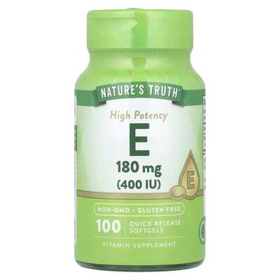Vitamin E, High Potency , 180 mg (400 IU), 100 Quick Release Softgels