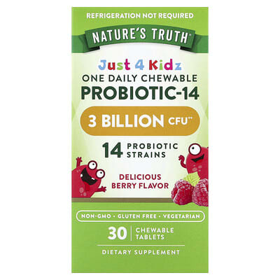 Пробиотик Just 4 Kidz One Daily Chewable-14, ягодный вкус, 30 жевательных таблеток