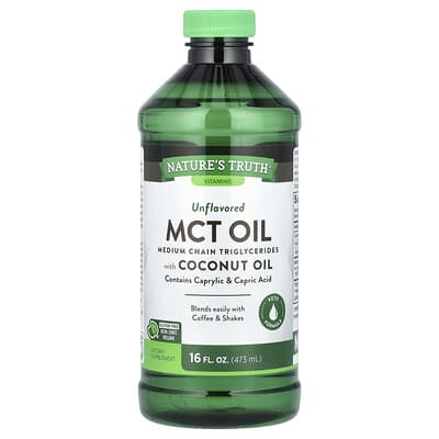 MCT Oil with Coconut Oil, Unflavored, 14 g, 16 fl oz (473 ml)
