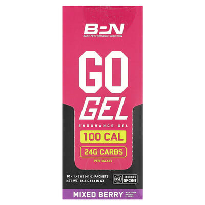 Энергетический гель BPN Go Gel, Endurance Gel, Mixed Berry, 10 Packets, 1.45 oz (41 g) Each