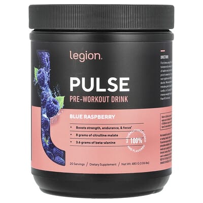 Pulse, Pre-Workout Drink, Blue Raspberry , 1.06 lbs (480 g)