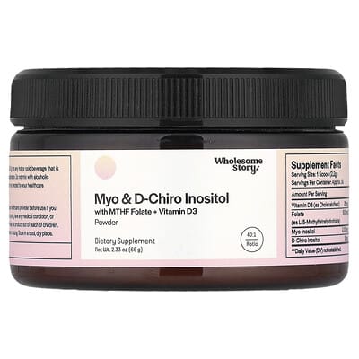 Порошок Myo & D-Chiro Inositol с MTHF Folate + Vitamin D3, 2.33 oz (66 g)