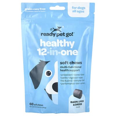 Healthy 12-in-One, для собак, всех возрастов, бекон, печень и сыр, 60 мягких лакомств, 8.5 oz (240 g)