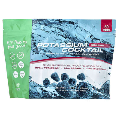 Potassium Cocktail™,  Sugar-Free Electrolyte Drink Mix, Blue Raspberry, 60 Packets, 5.6 g Each
