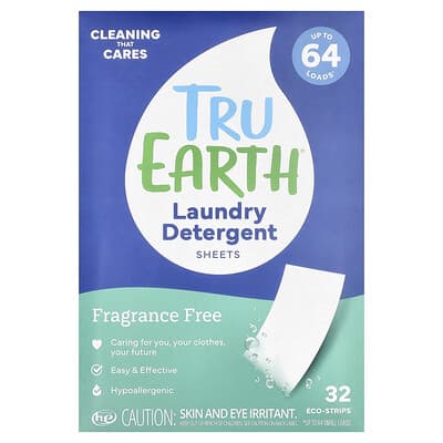 Laundry Detergent Sheets, Fragrance Free, 32 Eco-Strips