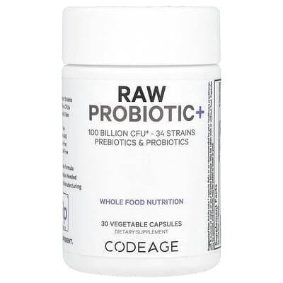 Raw Probiotic+, 100 Billion CFU, 30 вегетарианских капсул