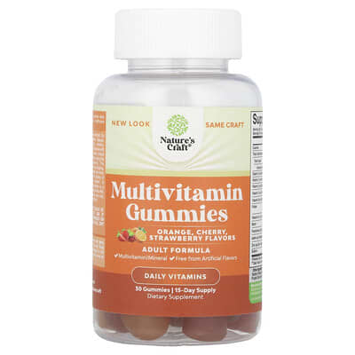 Multivitamin Gummies, Orange, Cherry, Strawberry, 30 Gummies