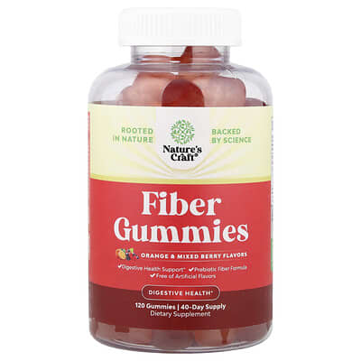 Желейные витамины Nature's Craft Fiber Gummies, Orange & Mixed Berry, 120 Gummies