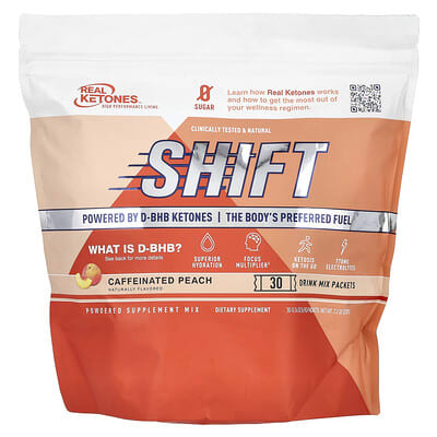 Shift, Caffeinated Peach, 30 Drink Mix Packets, 0.24 oz (6.9 g) Each