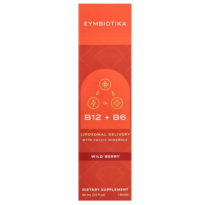 Cymbiotika B12 + B6, липосомальная форма с минералами Fulvic, Wild Berry, 2 fl oz (60 ml)