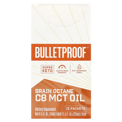 Brain Octane® C8 MCT Oil, 15 пакетиков, 0.5 fl oz (15 ml) каждый