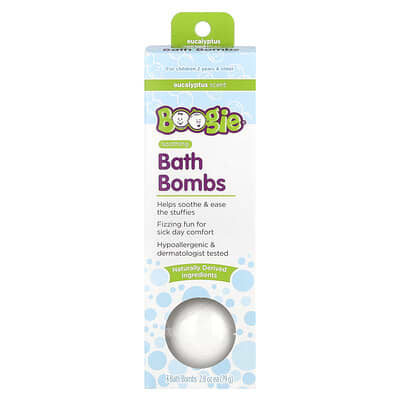 Boogie Wipes Бомбочки для ванны Soothing, Эвкалипт, 3 шт., 2.8 oz (79 g) каждая