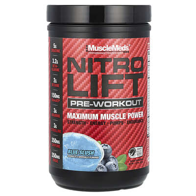 Nitro Lift™ Pre-Workout, Blue Slush, 1.15 lbs (522 g)