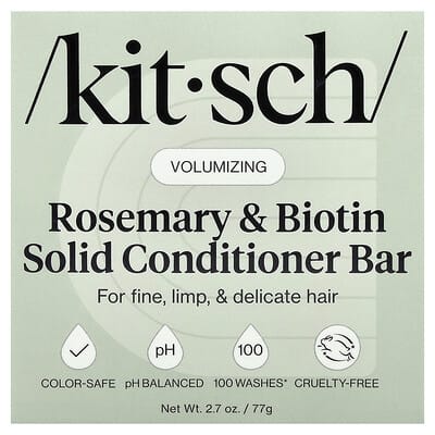 Rosemary & Biotin Volumizing Solid Conditioner Bar, For Fine, Limp, & Delicate Hair, Sweet Lavender & Rosemary, 2.7 oz (77 g)