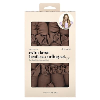 Набор для создания локонов без нагрева The Satin Heatless Curling Set, Extra Large, шоколадный, 1 комплект