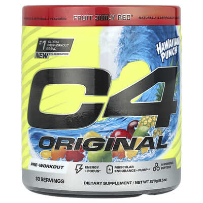 C4® Original, Pre-Workout, Hawaiian Punch®, Fruit Juicy Red®, 9.5 oz (270 g)