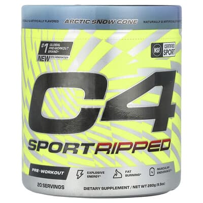 C4® Sport Ripped, Pre-Workout, Artic Snow Cone, 9.9 oz (280 g)