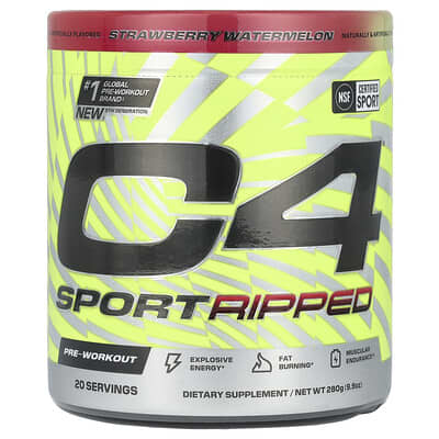 Предтренировочный комплекс C4® Sport Ripped, Strawberry Watermelon, 9.9 oz (280 g)