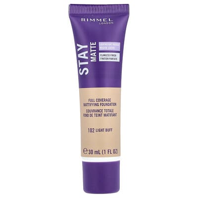 Stay Matte, Full Coverage Mattifying Foundation, 102 Light Buff, 1 fl oz (30 ml)