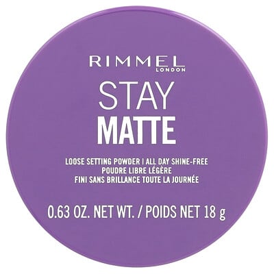 Rimmel London Stay Matte, рассыпчатая пудра для фиксации, 001 Transparent, 0.63 oz (18 g)