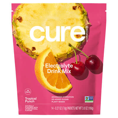 Electrolyte Drink Mix, Tropical Punch, 14 Packets, 0.27 oz (7.6 g) Each