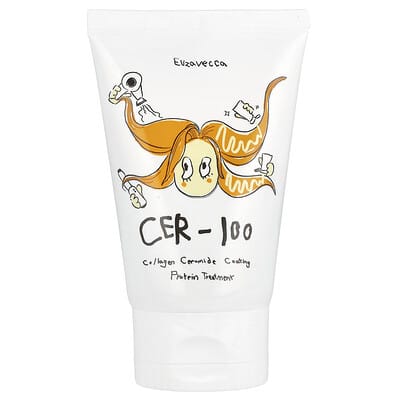 Elizavecca Cer-100, протеиновая маска для волос с коллагеном и керамидами, 3.38 fl oz (100 ml)