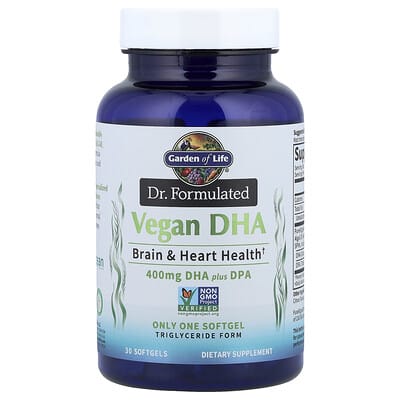 Веганская добавка Dr. Formulated Vegan DHA Plus DPA, 30 мягких капсул