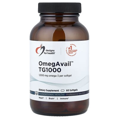 Пищевая добавка Designs For Health OmegAvail™ TG1000, 1,000 mg, 60 Softgels