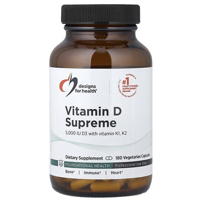 Vitamin D Supreme с витамином K1, K2, 180 вегетарианских капсул