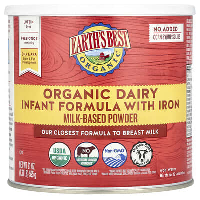 Organic Dairy Infant Formula with Iron, Birth to 12 Months, 21 oz (595 g)