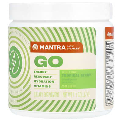 Добавка Zahler Mantra Labs, Go, Tropical Berry, 4.1 oz (117 g)