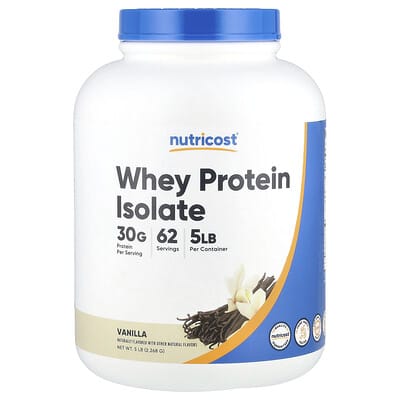 Whey Protein Isolate, Vanilla, 5 lbs (2,268 g) изолят сывороточного протеина