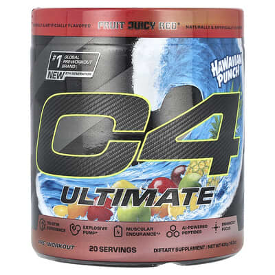 C4® Ultimate предтренировочный комплекс, Hawaiian Punch® Fruit Juicy Red®, 14.3 oz (406 g)
