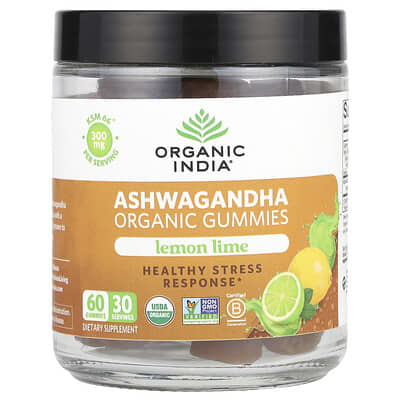 Organic India Organic Ashwagandha Gummies, Lemon Lime, 60 шт. (150 мг в одной штуке)