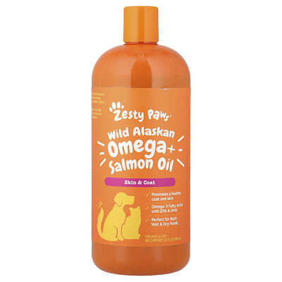 Zesty Paws Omega + Salmon Oil для собак и кошек, 946 ml