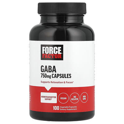 Force Factor GABA 750 mg 100 растительных капсул