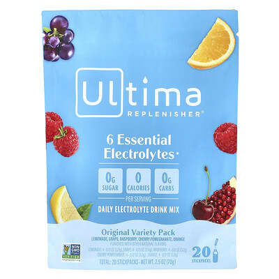6 Essential Electrolytes, Daily Electrolyte Drink Mix, Original Variety Pack, 0.11 oz (3.2 g) Each