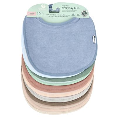 Green Sprouts Дневные нагрудники Stay-Dry, 3-12 месяцев, Multicolor, 10 шт