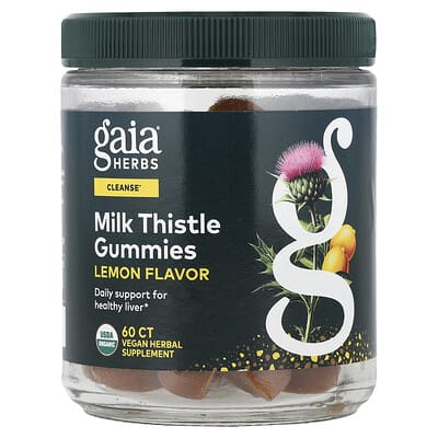 Gaia Herbs Желейные конфеты с чертополохом, лимон, 60 шт. Vegan
