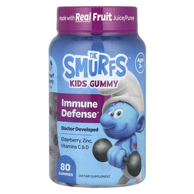 Детские мармеладные витамины, Immune Defense, 3+ года, Smurf Berry, 80 штук